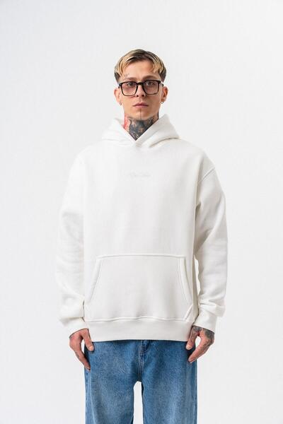 Respire Men's Da Vinci Printed Oversized Hoodie Ecru