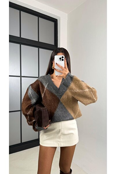 Gaus سترة رمادية منقوشة بنمط البقلاوة GAUS-00201