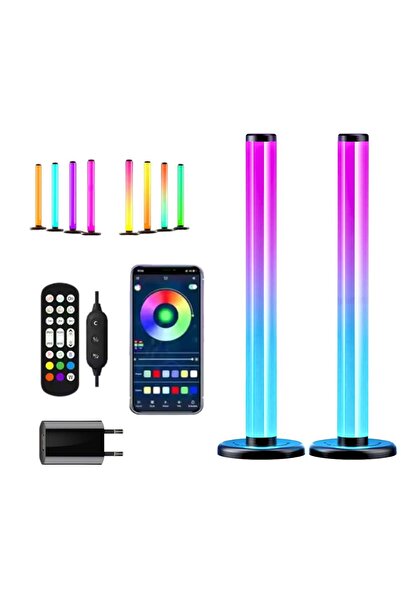 Binovation Set of 2 Smart LED Lamps 360° with Bluetooth RGB ®Lighting game with sound synchronization 33 cm