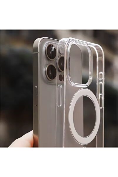 İphone 13 Pro Uyumlu Animasyonlu Magsafe Mika Sararmaz Alt Kısmı Açık Şeffaf Telefon Kılıfı Lansman