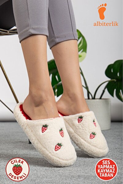 AlbiShoes Унісекс жіночі тапочки з ягідним візерунком, м'які, безшумні, з нековзною підошвою