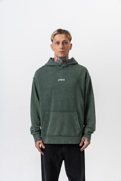 Respire Men's Snake Printed Washable Hooded Oversize Hoodie Green