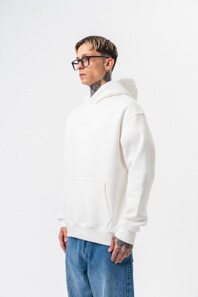 Respire Men's Da Vinci Printed Oversized Hoodie Ecru