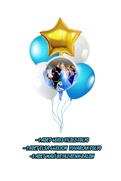 Evabrite Frozen Elsa Round Foil Balloon Set -Star Foil Birthday Party Set