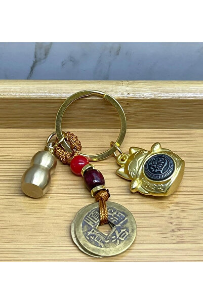 Belle Fusion سلسلة مفاتيح معدنية على شكل قطة الحظ والبركة من BFS، موديل Alk4456