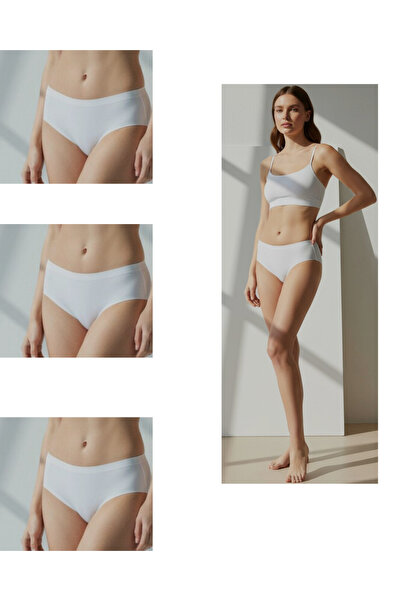 Fanwet Women's High Waist Basic Laser Cut Bikini Panties 3-Pack