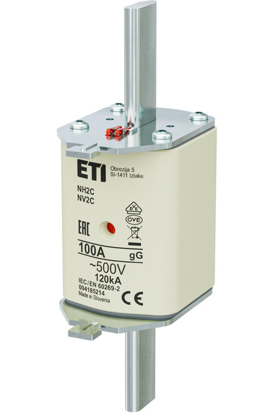 Eti Fuse gG MPR NH2C, alternating current, 100A, 500V, 120kA, 004185214,