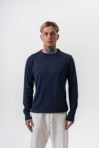 Respire Чоловічий бавовняний мікс, велосипедна горловина, трикотаж, темно-синій