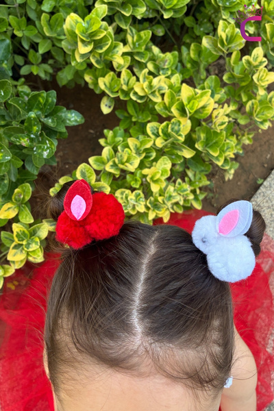 Cinderella Set de 2 agrafe elastice cu iepure roșu și alb - 23 aprilie 29 oct...