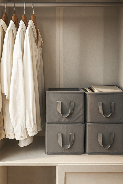 Handyol 4 Pieces of In-Cabinet Shelf Organizer Cardboard Foldable Clothing St...