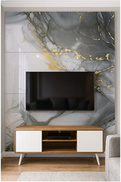 UKAB DEKOR 60x120 Cm (0,72 m²) Kendinden Yapışkanlı Mermer Desenli Pvc Karo Panel Banyo, Wc, Mutfak