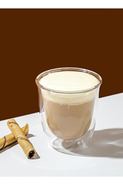 ELEGANT HOME Set of 2 double-layer clear glass cups for serving tea and coffee, 300ml