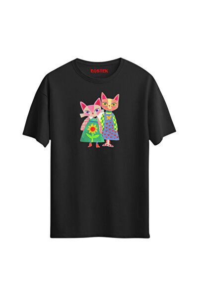 Açık Garaj Design Cat Couple Design T-Shirt, Men's T-Shirt, Women's T-Shirt, ...