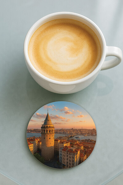 Cekuonline قاعدة كوب دائرية من البليكسي جلاس مع نقش منظر غلاطة