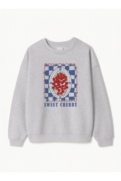 Disante سويت شيرت نسائي كبير الحجم مطبوع عليه الكرز الحلو – ياقة دائرية، 3 خي...