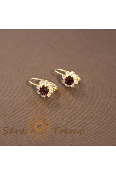 saratremo Simple and Classic Earrings with Red Zirconia Crystal – Elegant Sparkle