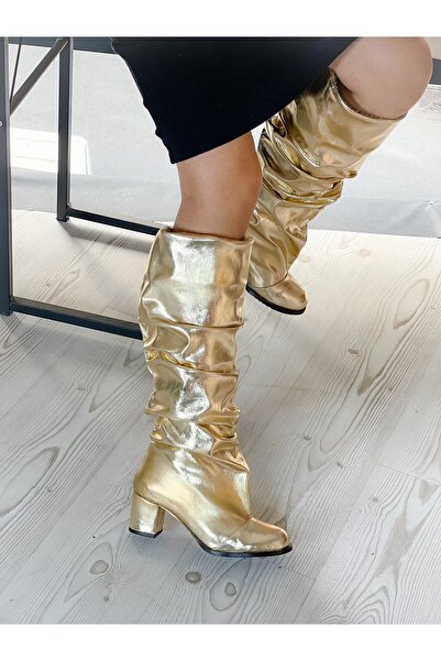 BERFONA ΜΠΟΤΕΣ ΠΟΥΣΙ ΧΡΥΣΟ ΜΕΤΑΛΛΙΚΟ ΤΑΚΟΥΝΙ 5 εκ. ΜΕ ΦΟΥΣΤΑ ΚΑΤΩ ΑΠΟ ΤΟ ΓΟΝΑΤΟ