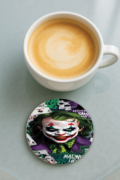 Cekuonline قاعدة كوب دائرية من البليكسي مع نمط مطبوع لابتسامة الجوكر الفردية