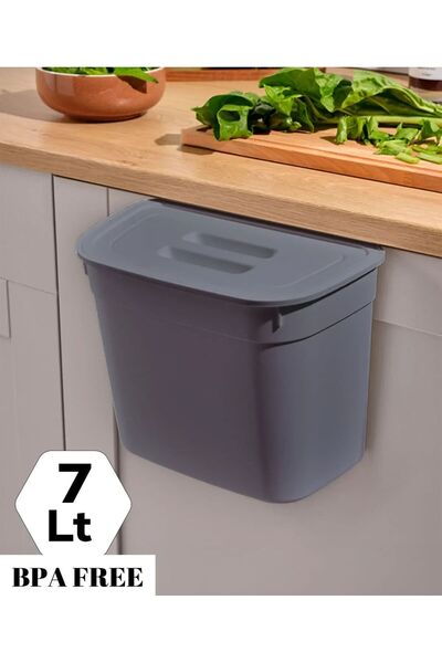 Se Yank Haus Kitchen Countertop and Cabinet Hanging Trash Can - Practical Trash Can with Lid 7 Liters