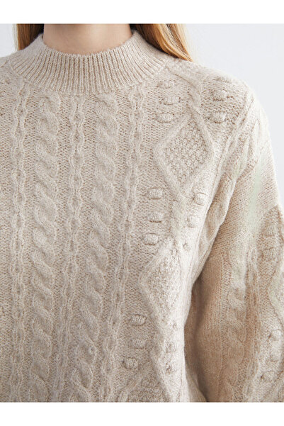 LC Waikiki İzr New Season Half Turtleneck Self-Patterned Women's Knitwear Sweater