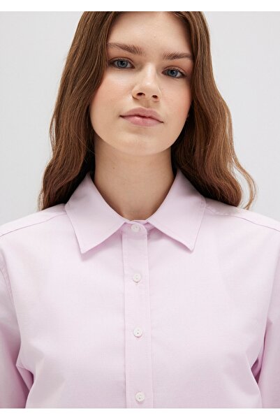 Mavi regular fit %100 pamuk pembe gömlek