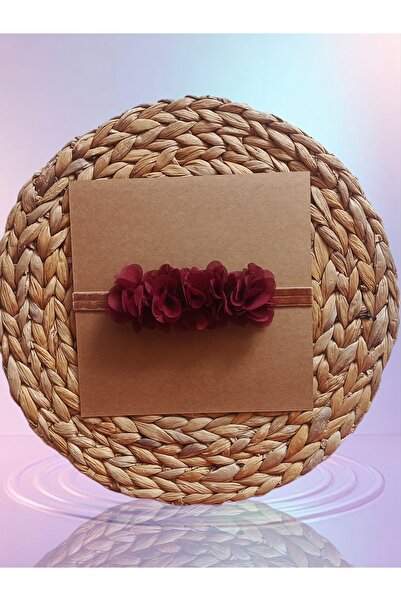 PixyLove Kız Bebek Frida Saç Bandı Bordo Çiçek Kahve Bant