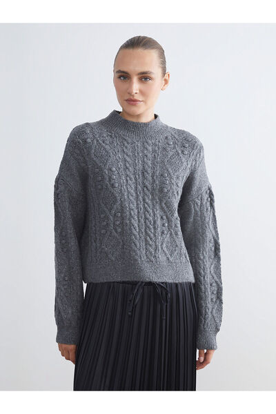 LC Waikiki سترة تريكو نسائية ذاتية النقش من New Season بياقة نصفية