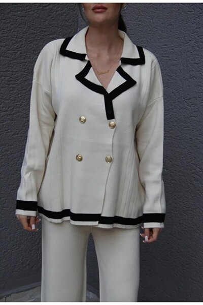 LOBOLIC Premium Fabric Gold Buttoned Knitwear Set