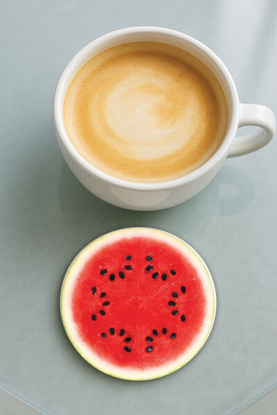 Cekuonline Round Plexiglass Coaster with Printed Pattern Single Watermelon