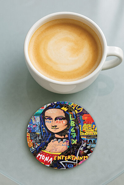 Cekuonline قاعدة كوب دائرية من البليكسي بتصميم مونا بوب آرت مطبوعة