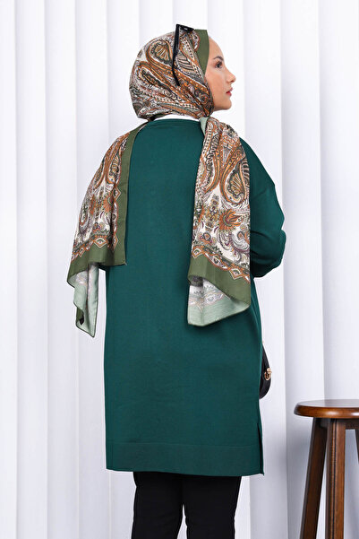 İmajButik Ζακέτα με σμαραγδένια πράσινα κουμπιά από κρύο νήμα