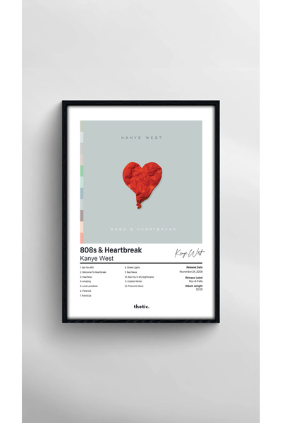 Thetic Kanye West - 808s & Heartbreak Albüm Koleksiyonu PREMIUM Spotify Poster!