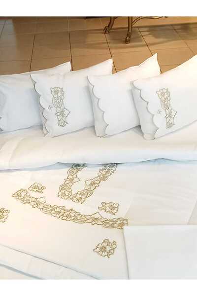 BAŞ TASARIM Roselya Embroidered White Winter Baby Sleeping Set and Duvet Cove...