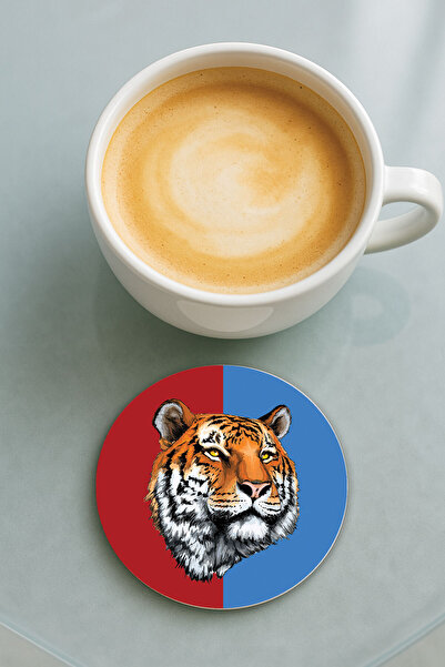 Cekuonline قاعدة كوب دائرية من البليكسي جلاس مع نمط مطبوع، لون أحمر داكن وأزرق