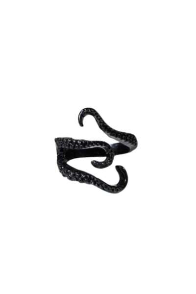 SYGGY Adjustable Tentacle Ring, Black,