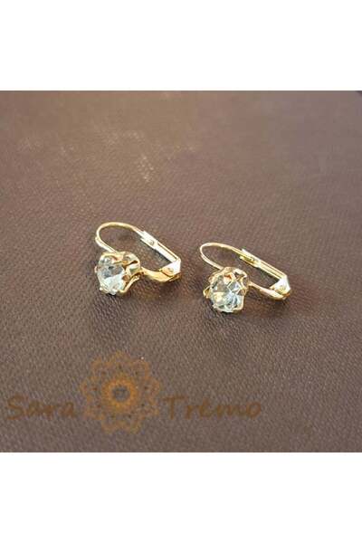 saratremo Simple and classic earrings with white zirconia crystal