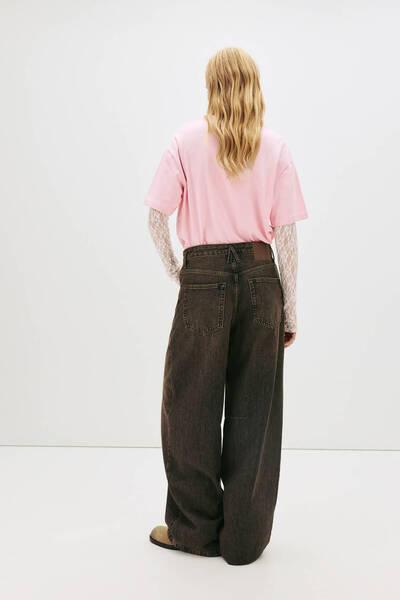 Pull & Bear Yıkamalı bol paça balon jean