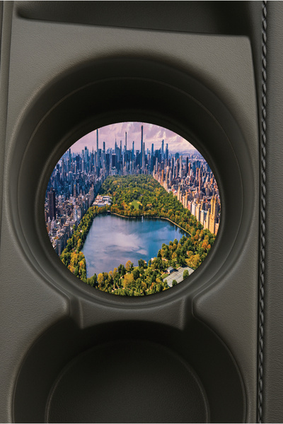 Cekuonline حامل أكواب دائري بيضاوي الشكل مطبوع للسيارة بتصميم مركز بارك