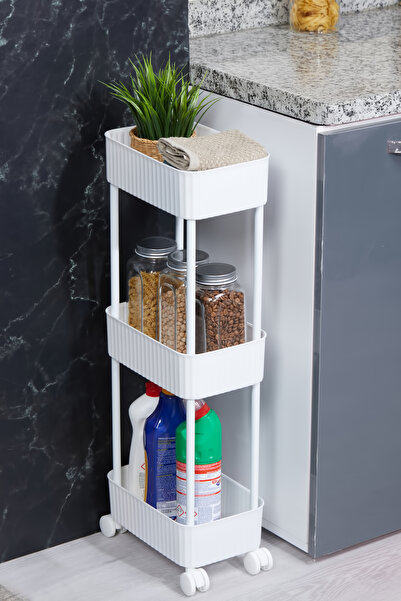 BN Cosmetics Çok Amaçlı 3 Katlı Tekerlekli Servis ve Mutfak Düzenleyici Raf (...