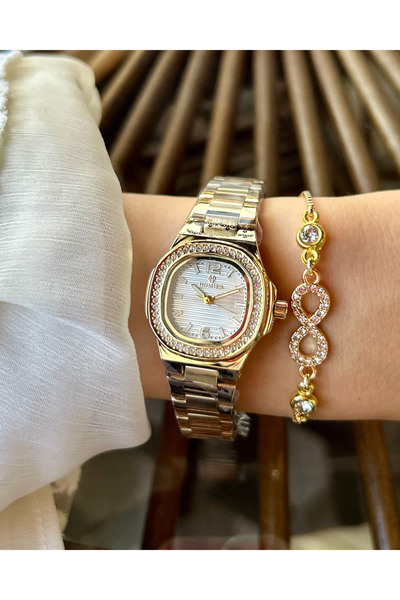 Homies Women's Square Wristwatch Gold Color Gift