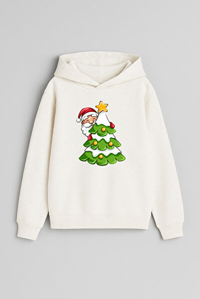 MODA سويت شيرت بقلنسوة للأطفال من الجنسين مطبوع عليه عيد الميلاد المجيد من سا...