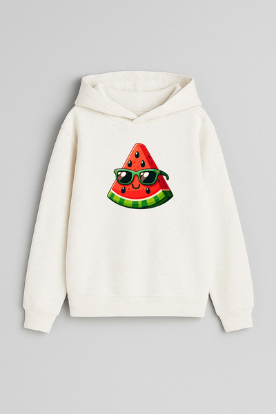 MODA Φούτερ με φέτα καρπούζι με τύπωμα εκρού για κορίτσια και αγόρια με κουκούλα