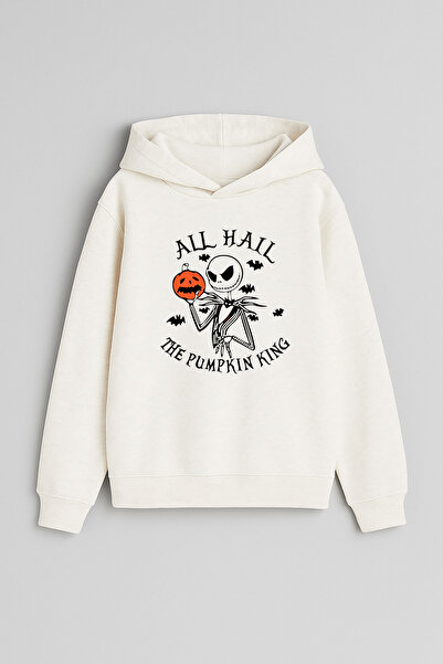 MODA Хелоуин принт екрю суитшърт с качулка за момичета и момчета