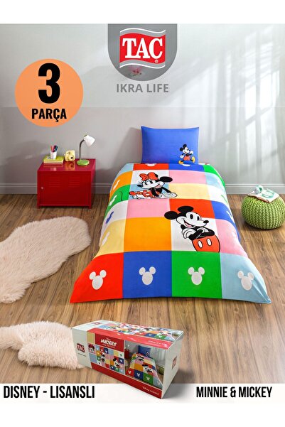 TAÇ KRİSTAL MINNIE & MICKEY Disney Tek kişili Nevresim Takımı