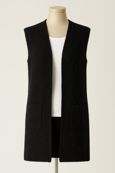 Liliyana Luxury Zigzag Pocket Sleeveless Knitwear Knitted Vest