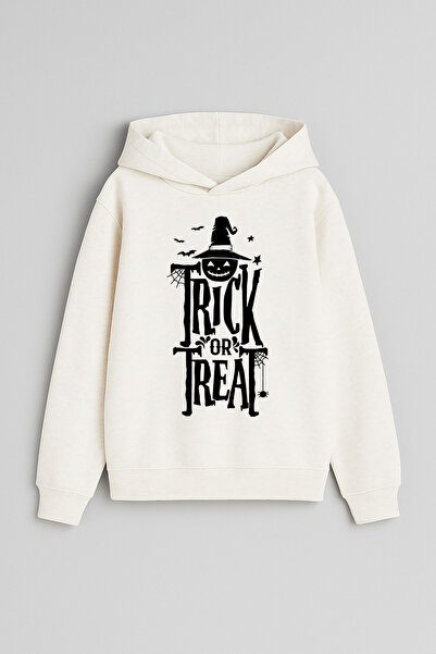 MODA Хелоуин принт екрю суитшърт с качулка за момичета и момчета