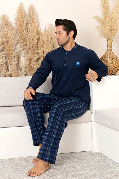 lacelove Nisanca winter warm men's fleece pajama set