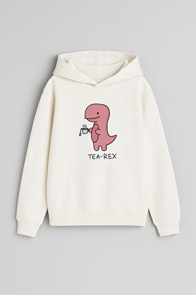 MODA سويت شيرت بقلنسوة للأطفال من الجنسين مطبوع عليه ديناصور تي ريكس