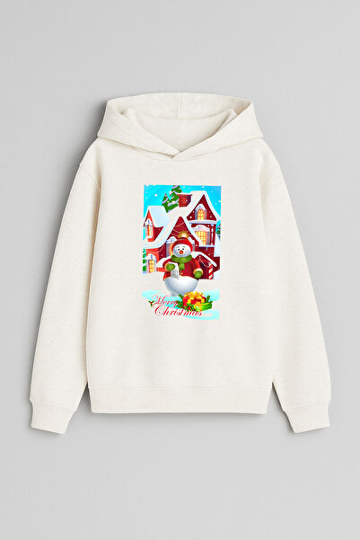 MODA Χριστούγεννα Καλά Χριστούγεννα Πρωτοχρονιά με τύπωμα Εκρού Φούτερ για κο...