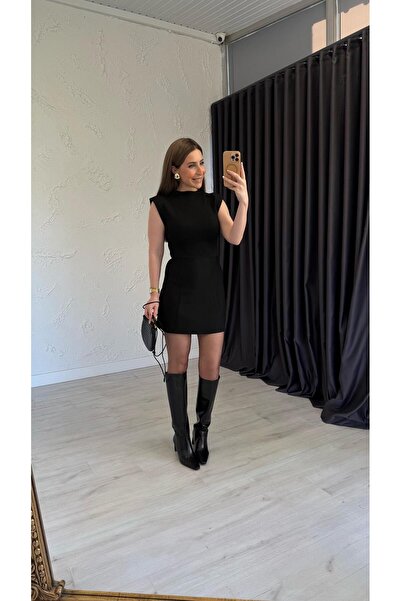 elif teke Zr Triko Elbise Siyah